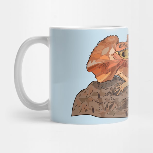 Frilled-neck lizard cartoon illustration by Miss Cartoon